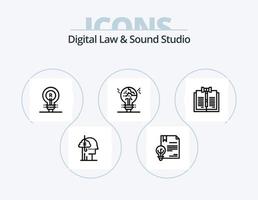 ley digital y estudio de sonido línea icono paquete 5 diseño de iconos. imaginación. creatividad. hábito. patentar. defensa vector