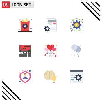 Set of 9 Modern UI Icons Symbols Signs for lifestyle pc edit office computer Editable Vector Design Elements