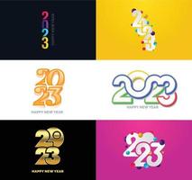 Big Set of 2023 Happy New Year logo text design 2023 number design template vector