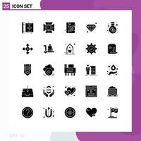 Group of 25 Solid Glyphs Signs and Symbols for investment value professional premium book Editable Vector Design Elements