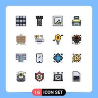 16 User Interface Flat Color Filled Line Pack of modern Signs and Symbols of air management exterior financial briefcase Editable Creative Vector Design Elements