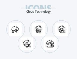 Cloud Technology Line Icon Pack 5 Icon Design. email. cloud. ecommerece. online. file vector