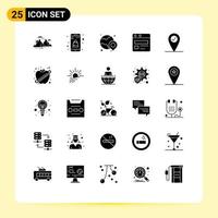 Pack of 25 creative Solid Glyphs of pin web page online app web shopping Editable Vector Design Elements