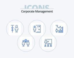 Corporate Management Blue Icon Pack 5 Icon Design. fired. door. school. people. corporate administration vector