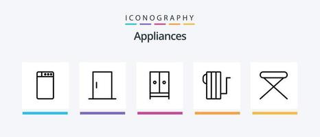 paquete de iconos de línea 5 de electrodomésticos que incluye electricidad. televisión. electrodomésticos. televisión. accesorios. diseño de iconos creativos vector