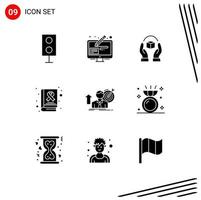 Universal Icon Symbols Group of 9 Modern Solid Glyphs of day book pen awareness product Editable Vector Design Elements