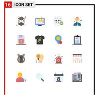 16 Universal Flat Colors Set for Web and Mobile Applications memory chip worker appointment safety worker arrow Editable Pack of Creative Vector Design Elements