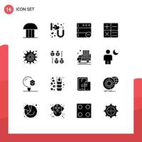 Set of 16 Modern UI Icons Symbols Signs for tool gear you cog calculator Editable Vector Design Elements