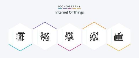 Internet Of Things 25 Line icon pack including wifi. internet of things. wifi. internet. internet of things vector