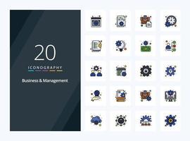 20 Business And Management line Filled icon for presentation vector