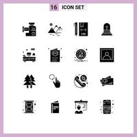 16 Thematic Vector Solid Glyphs and Editable Symbols of computer cross code christian development Editable Vector Design Elements