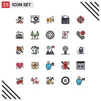 Set of 25 Modern UI Icons Symbols Signs for point aim programming lock folder Editable Vector Design Elements