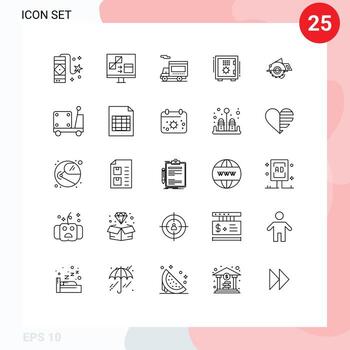 25 Line concept for Websites Mobile and Apps safe box deposit development box vehicle Editable Vector Design Elements