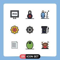 paquete de iconos de vector de stock de 9 signos y símbolos de línea para elementos de diseño de vector editables de educación de equipo de trabajo náutico marino