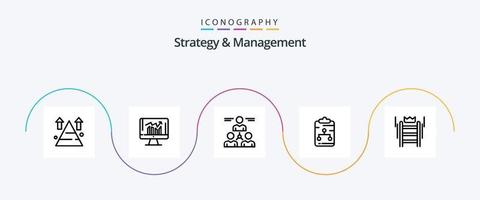 paquete de iconos de línea 5 de estrategia y gestión que incluye red. portapapeles. kpi. hombre. grupo vector