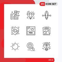 9 Thematic Vector Outlines and Editable Symbols of technology free boat access protection Editable Vector Design Elements