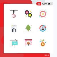 9 Thematic Vector Flat Colors and Editable Symbols of ecology graph survey document arrow Editable Vector Design Elements