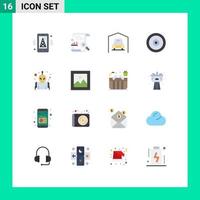 16 Universal Flat Color Signs Symbols of planet web report target mobile Editable Pack of Creative Vector Design Elements