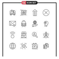 16 Universal Outlines Set for Web and Mobile Applications sign dollar buildings close store Editable Vector Design Elements