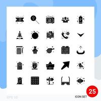 Mobile Interface Solid Glyph Set of 25 Pictograms of person leader live executive business Editable Vector Design Elements