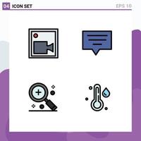 4 Creative Icons Modern Signs and Symbols of cam in video message ui Editable Vector Design Elements