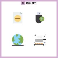 Editable Vector Line Pack of 4 Simple Flat Icons of delete internet add hardware web Editable Vector Design Elements