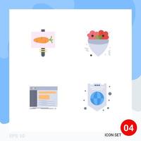 conjunto moderno de 4 iconos planos pictograma de elementos de diseño vectorial editables de raíz de comida de vacaciones de consola de tablero vector