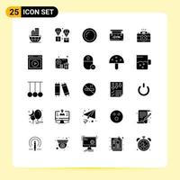 Pictogram Set of 25 Simple Solid Glyphs of image sign parachute board giving Editable Vector Design Elements