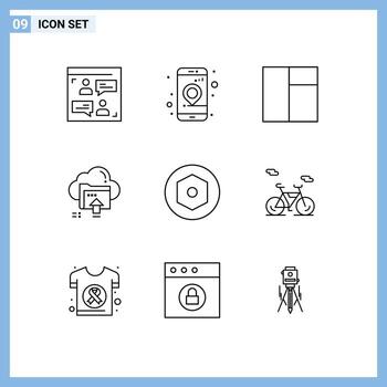 9 Creative Icons Modern Signs and Symbols of screw internal grid computing up Editable Vector Design Elements
