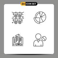 Set of 4 Vector Filledline Flat Colors on Grid for culture address saint patrick analytics building Editable Vector Design Elements