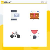 Group of 4 Modern Flat Icons Set for contact bicycle phone brief transport Editable Vector Design Elements