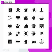 Pack of 25 creative Solid Glyphs of coding gear labyrinth spring easter Editable Vector Design Elements