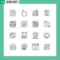 Pack of 16 creative Outlines of bill model touch education order Editable Vector Design Elements