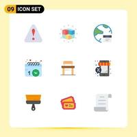 Pictogram Set of 9 Simple Flat Colors of desk schedule app events internet Editable Vector Design Elements