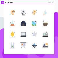 Set of 16 Modern UI Icons Symbols Signs for test beaker nature provider leader Editable Pack of Creative Vector Design Elements