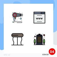 4 User Interface Filledline Flat Color Pack of modern Signs and Symbols of dryer interior machine seo apartment Editable Vector Design Elements