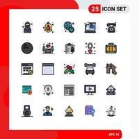 Pictogram Set of 25 Simple Filled line Flat Colors of doctor on call web hosting security web world news Editable Vector Design Elements