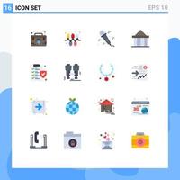 Group of 16 Flat Colors Signs and Symbols for document court holidays columns acropolis Editable Pack of Creative Vector Design Elements