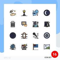 Mobile Interface Flat Color Filled Line Set of 16 Pictograms of trash delete communication weather nature Editable Creative Vector Design Elements