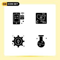 Universal Icon Symbols Group of 4 Modern Solid Glyphs of card development mobile flag power Editable Vector Design Elements