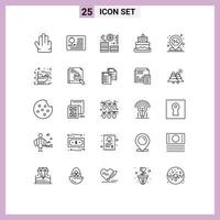 Line Pack of 25 Universal Symbols of location center business wedding cake cake Editable Vector Design Elements