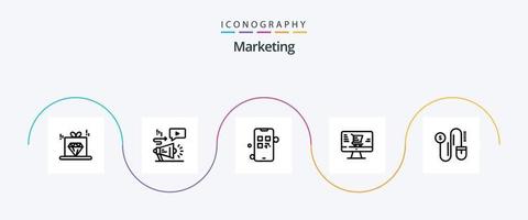 Marketing Line 5 Icon Pack Including marketing. mouse. growing. marketing. monitor vector