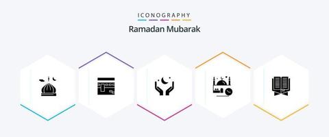 Ramadan 25 Glyph icon pack including masjid. time. islam. eid. moon vector