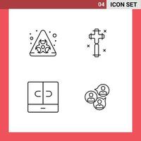 4 User Interface Line Pack of modern Signs and Symbols of biohazard furniture celebration easter focus group Editable Vector Design Elements