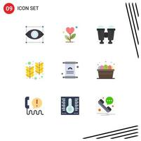 9 iconos creativos signos y símbolos modernos de invitación trigo amor india granja elementos de diseño vectorial editables vector