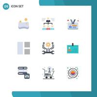 Pictogram Set of 9 Simple Flat Colors of setting control employee layout editing Editable Vector Design Elements