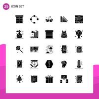 User Interface Pack of 25 Basic Solid Glyphs of lo clip couple ruler pencil Editable Vector Design Elements