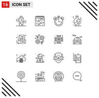 16 Thematic Vector Outlines and Editable Symbols of binary vase romance living timer Editable Vector Design Elements