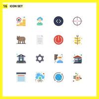 Pack of 16 creative Flat Colors of sport gym manager fitness circle Editable Pack of Creative Vector Design Elements