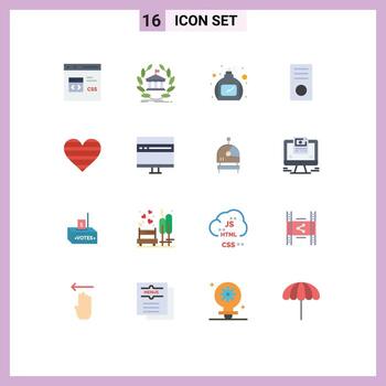 16 colores planos vectoriales temáticos y símbolos editables de computadoras de escritorio universitarias de gadgets paquete editable de perfume de elementos creativos de diseño vectorial vector